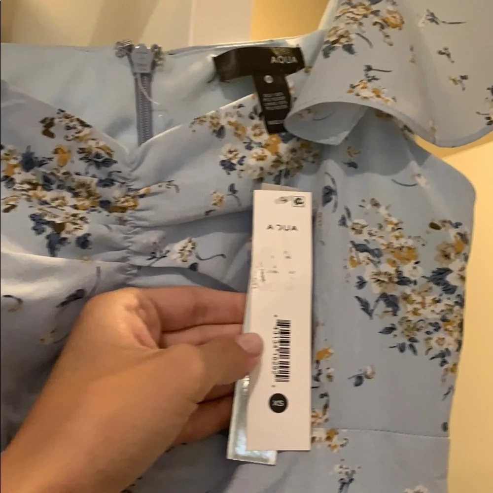 AQUA XS floral ruffle blue sun dress maxi - Picture 5 of 5